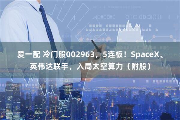 爱一配 冷门股002963，5连板！SpaceX、英伟达联手，入局太空算力（附股）